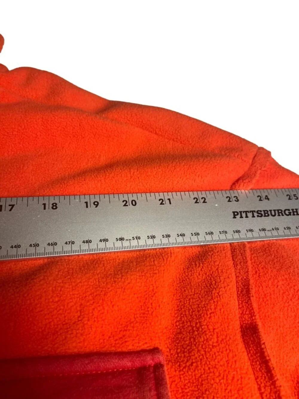 POL Orange Red Fleece Oversized L Shacket Star Patches Snap Buttons & Pockets